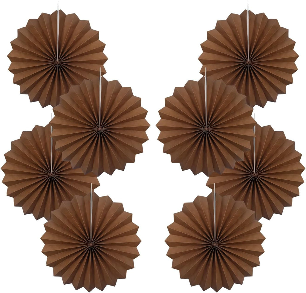 Brown Party Decorations,Brown Wedding Decorations for Party Events Accessories,Brown Birthday Decorations,Boho Party Decoration,Fall Decorations 12in Hanging Paper Fans 30 Color DIY Set(Brown)