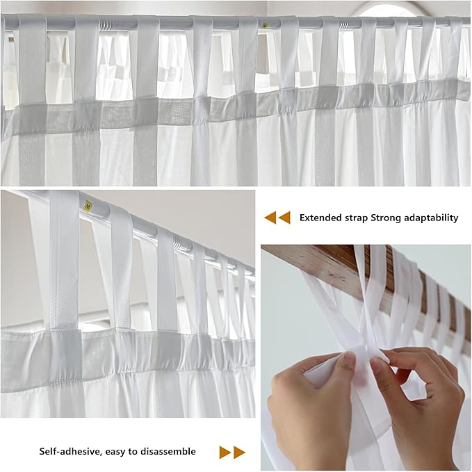 AIKASY Canopy Bed Board with Top and Self-Adhesive Velcro Strips, White Gauze Princess Bed Canopy Curtain Tent, Creating a Romantic Atmosphere in The Room（King/California King，White）