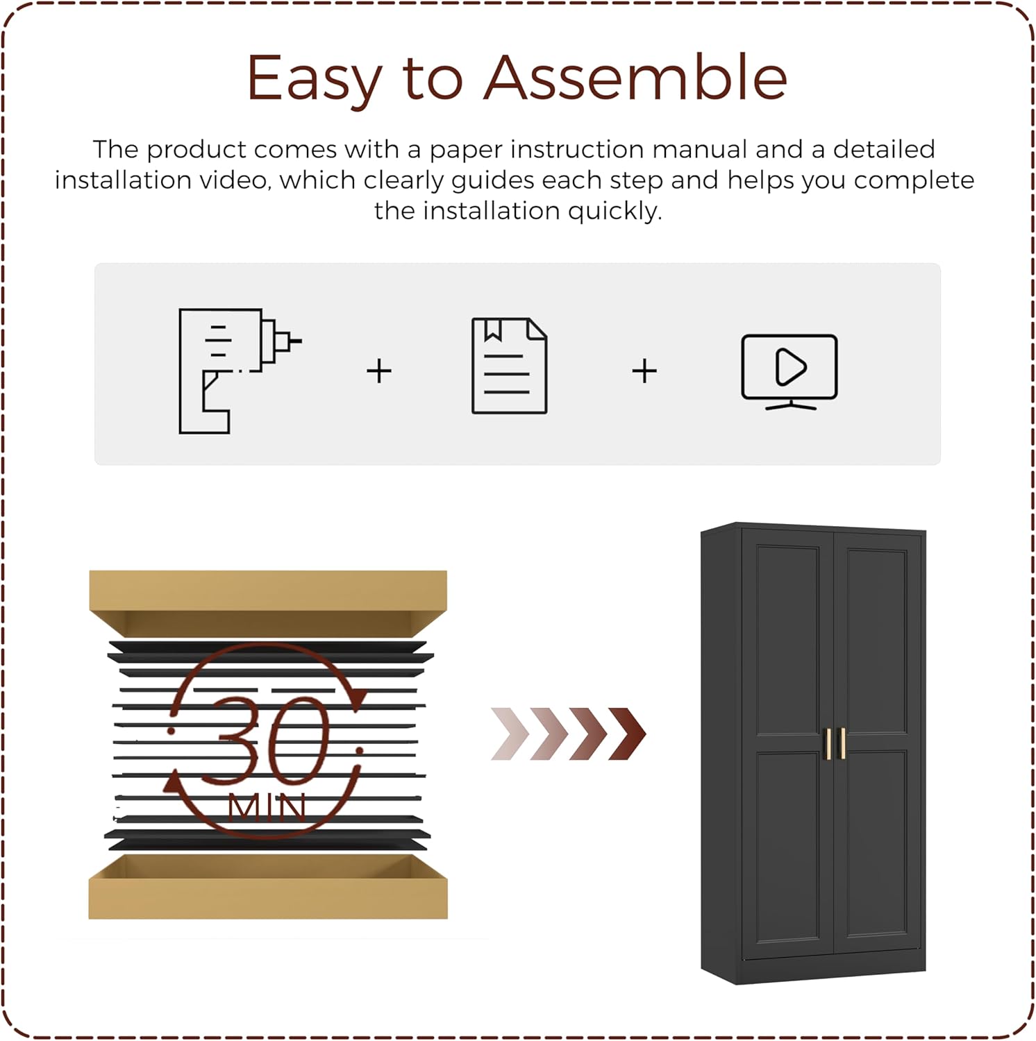 60" Tall Metal Pantry Cabinet, Black Kitchen Pantry Storage Cabinet with Doors and 3 Adjustable Shelves, Cupboard for Kitchen, Dining Room, Living Room, Bathroom