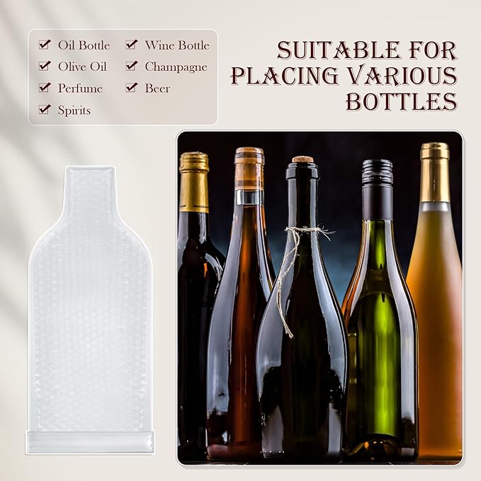 20 Pcs Reusable Wine Bag for Travel Wine Bottle Protector Sleeve for Airplane Car Cruise Protection Luggage Leak Proof