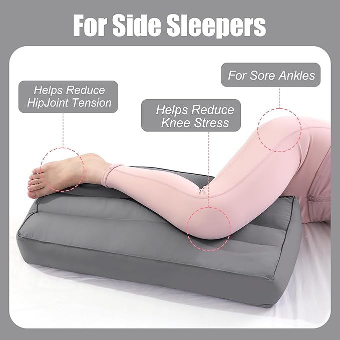 HOMBYS Knee Pillow for Side Sleepers,Down Alternative Between Leg Pillow for Sleeping,Under Knee Pillow for Sleeping on Back,Spine Alignment, Lower Back Pain Relief,Pregnancy Support,Dark Grey 3 inch