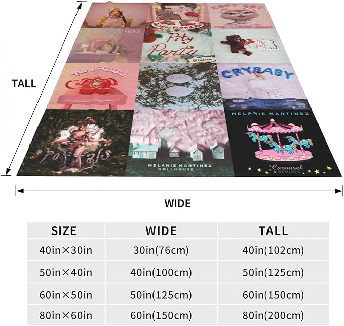 Melanie Merch Martinez Blanket, Melanie Birthday Decorations Martinez Cozy Lightweight Throw for Couch, Sofa, Chair, Bed, Picnic Blanket Gifts for Girl (Melanie Merch Martinez, 40"x30"(So Small))