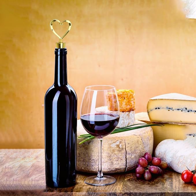 20PCS Heart Wine Stoppers, Love Shaped Design Bottle Stopper for Wine Beverage Guests Gift Summer Beach Party Favors Valentine's Day Souvenirs Bridal Shower Wedding Supplies Bulk-Gold