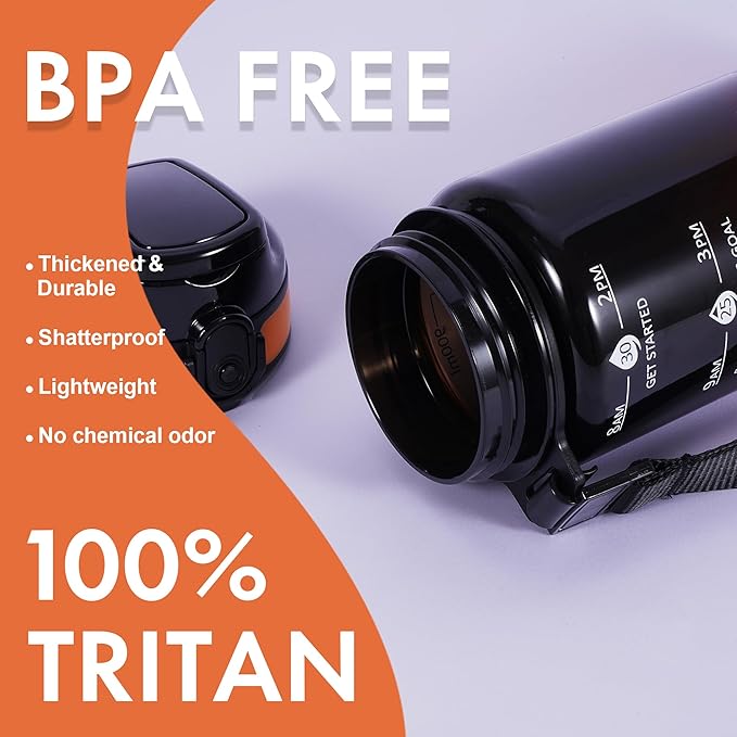 32 oz Water Bottle with Detachable Straw, Clear Motivational Water Bottles with Time to Drink, Tritan & BPA Free Sports Water Jug with Time Marker, Upgraded handle design