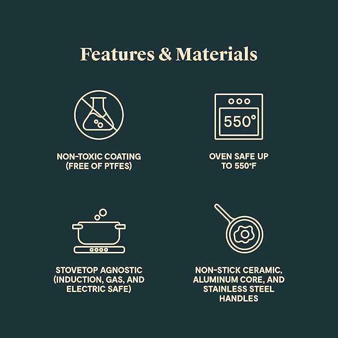 Caraway Mini Cookware Set - Non-Stick Ceramic Fry Pan (1.05 qt, 8") & Sauce Pan (1.75 qt) - Non Toxic, PTFE & PFOA Free - Oven Safe & Stovetop Agnostic (Gas, Electric & Induction) - Marigold