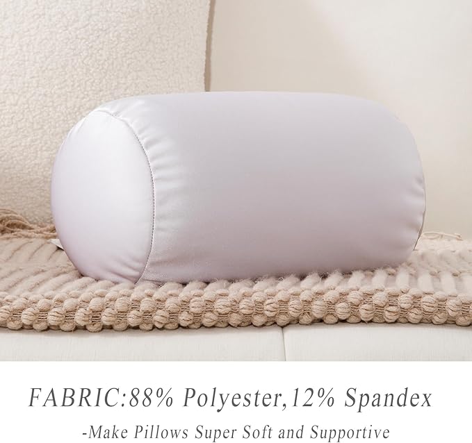 Microbead Body Pillow, Tube Microbead Bolster Bean Smooth Cool Pillow Neck Cervical Roll Pillow for Sleeping 7 x 12Inch Throw Travel Pillow (Sea Shell Color)