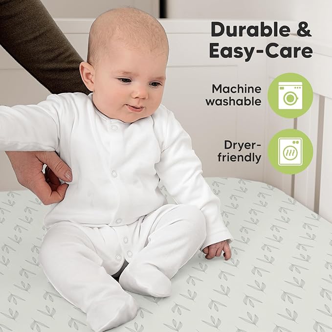 2-Pack Organic Crib Sheets for Boys, Girls - Jersey Fitted Crib Sheet, Baby Crib Sheets Neutral, Crib Mattress Sheet, Cotton Crib Sheets, Breathable Crib Sheet, Baby Mattress Sheets (Fleur)