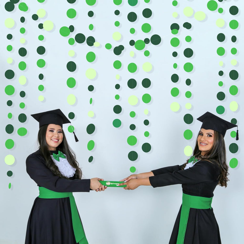 Green Party Decorations Ombre Green Circle Dots Garland Hanging Paper Polka Dot Streamer for Birthday Baby Shower Wedding Bridal Shower Summer Spring Easter St Patrick’s Day Golf Tea Party Supplies
