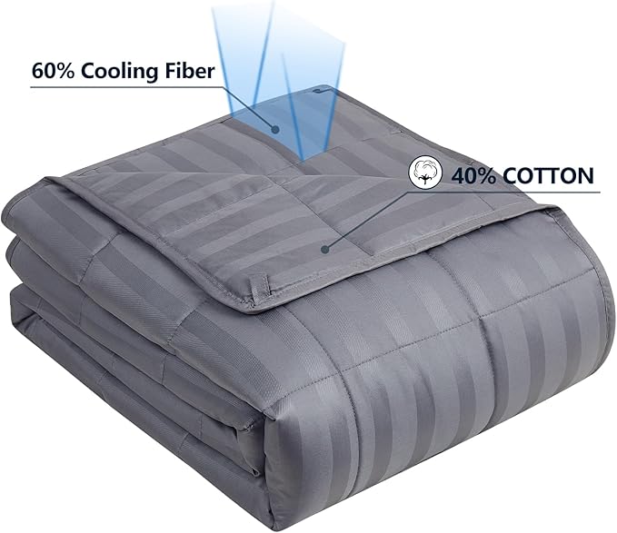 Weighted Blanket (36"x48" 5lbs) Weighted Blanket Cooling Blanket for Sleeping,Throw Size Breathable Blanket with Premium Glass Bead(Stripe Grey)