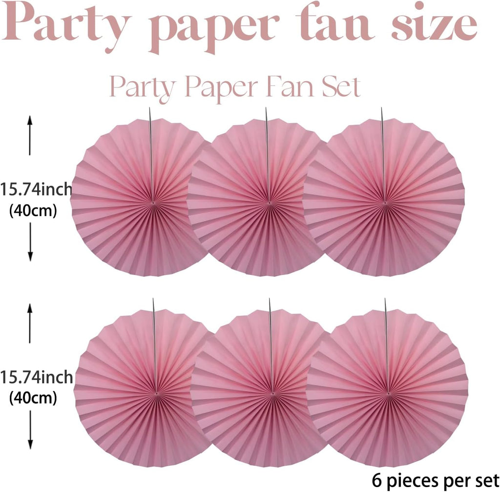 Pink Party Decorations,Pink Paper Decorations for Party,Baby Shower Decorations Party Paper Fans Bulk 16in,Schoolgirl Style Classroom Decor for Party 30 Color DIY Set （Pink）