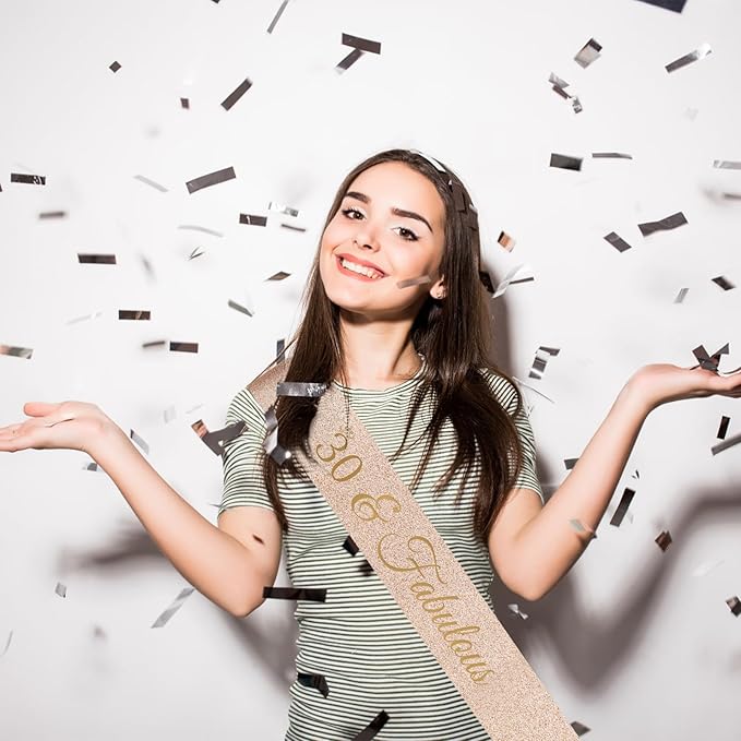 30th Birthday Decoration Sash for Women 30 & Fabulous,30th Birthday Decorations for Her Birthday Party Gift Decorations Favors (30th Birthday Sash)
