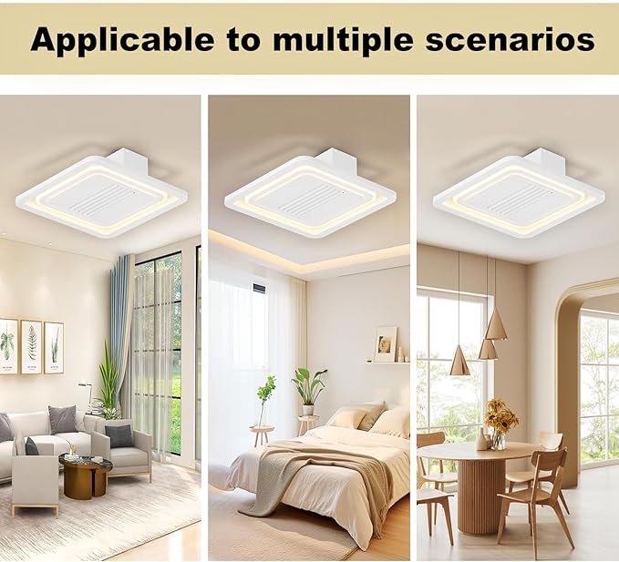 21 Inch Speed Bladeless Ceiling Fan,LED Ceiling Lights with Fan,Remote Control Enclosed Flush Mount Ceiling Fan With Timming,Low Profile Ceiling Fan With Light,3000-6000K, 6 Wind Speed