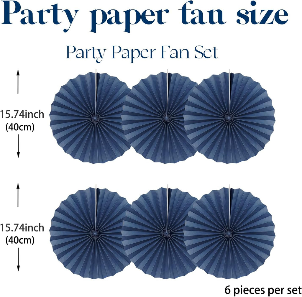 Blue Party Decorations,Blueberry Party Decorations Decorations Party Paper Fans Bulk 16in,Graduation Decoration Classroom Decor, Western Themed Party Decorations 30 Color DIY Set （Deep Blue）
