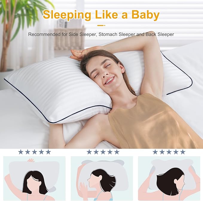 Bed Pillows for Sleeping - 4 Packs Queen Size Luxury Hotel Down-Alternative Pillow for Neck and Shoulder Pain Relief, Soft Density for Side, Back or Stomach Sleepers(20 * 30")