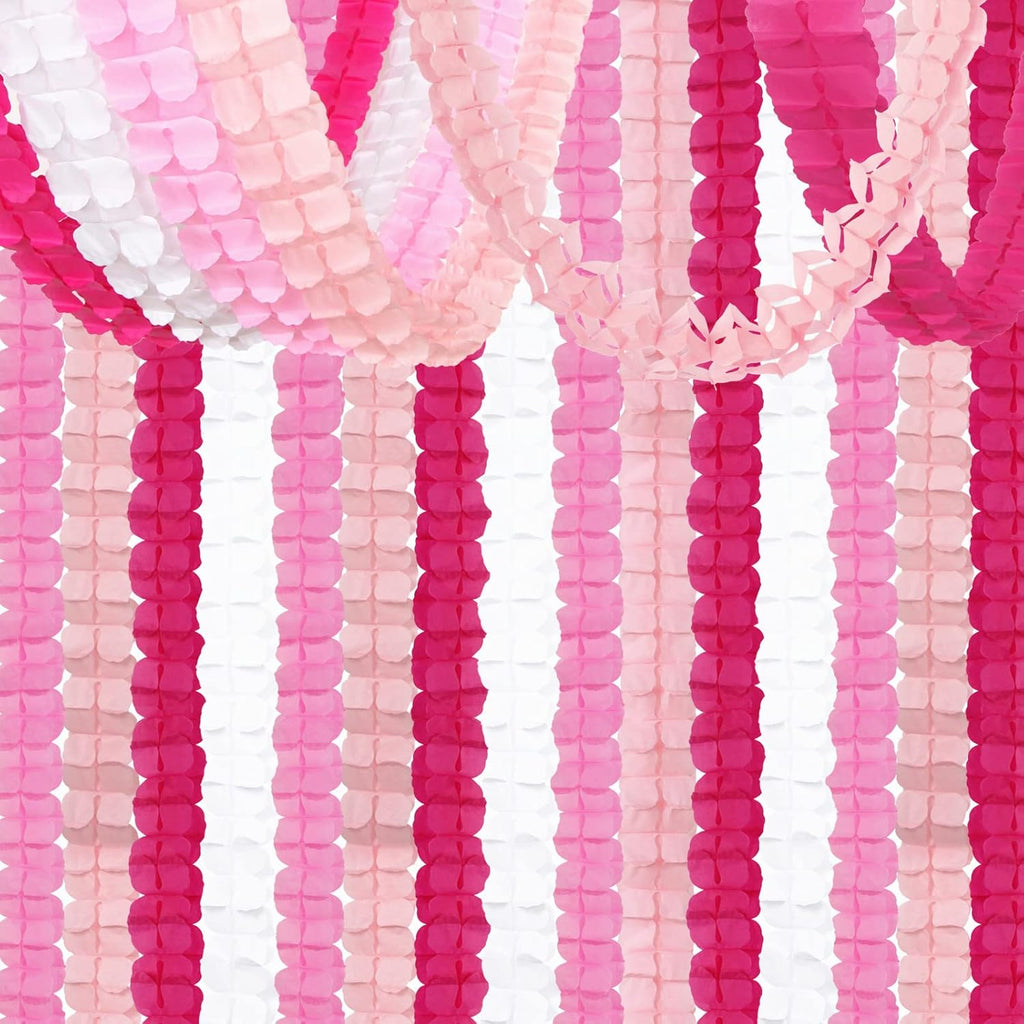 Rose-Red Pink-White Party-Decorations Streamers Garland - 157Ft Four-Leaf Clover Hanging Banner,Wedding Girl Birthday Baby Bridal Shower Engagement Bachelorette Decor Hugtmr