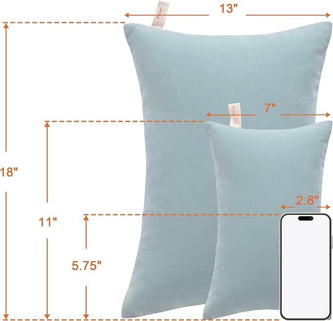 NTBAY Tiny Pillows, Down Alternative 7"x11" Microfiber Mini Pillows for Travel, Pets, Soft Machine Washable Small Pillows for Neck, Wrist, Lumbar and Knee, Sea Green