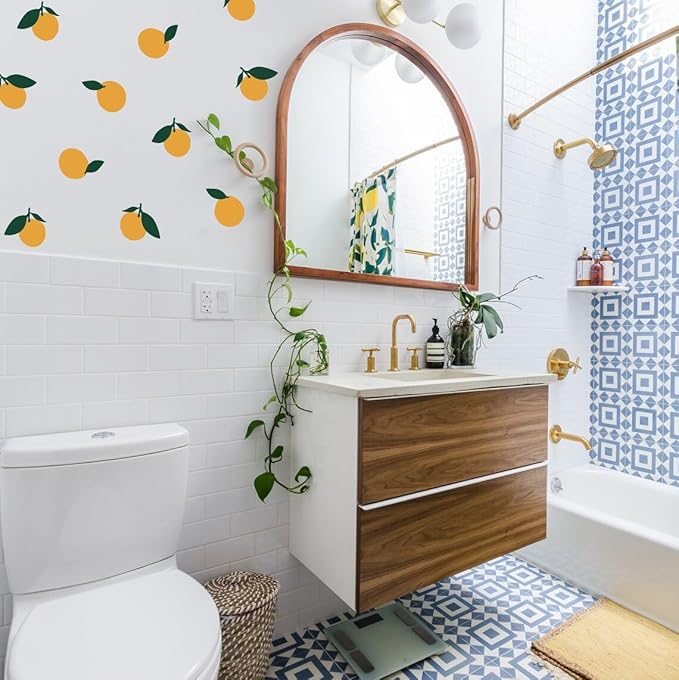 24 Set of Orange Lemon Fruit Wall Decal-Removable Self-Adhesive Vinyl Wall Sticker-Peel and Stick Kids Room Wall Decor TM-138