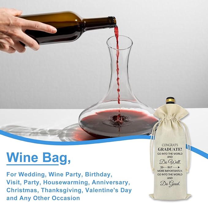 2024 Graduation Inspirational Gifts Wine Bag for Women Men Class of 2024 Graduate Graduation Gift for Her Him College High School Masters Graduation Gifts for Daughter Son Friends Wine Bottle Bag