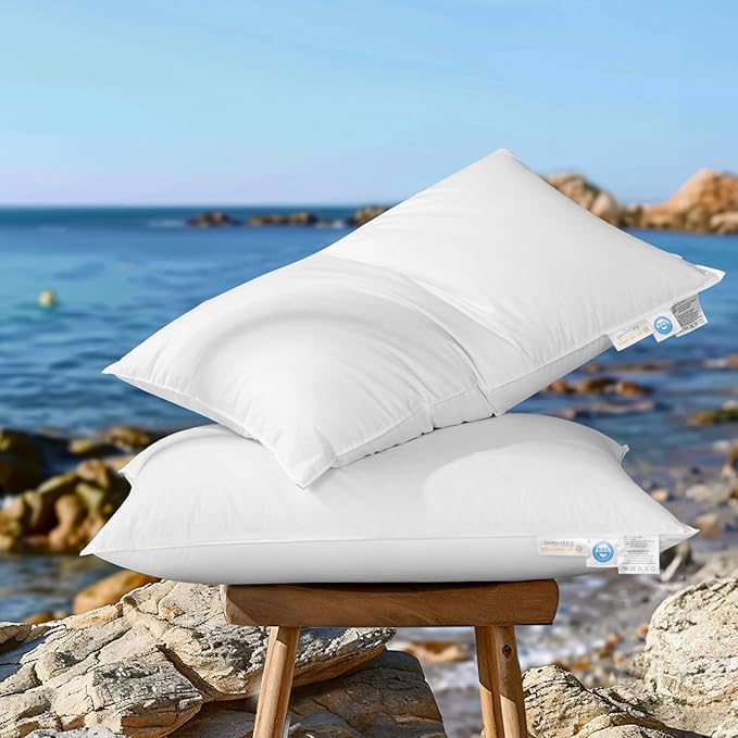 Canadian Luxury Goose Down Pillow King Size - 1050 Fill Power, 600 TC Cotton Shell- Ultra Soft and Comfort Sleep Pillows - Bed Pillows for Back, Stomach, Side Sleeper(White,King(Pack of 2))