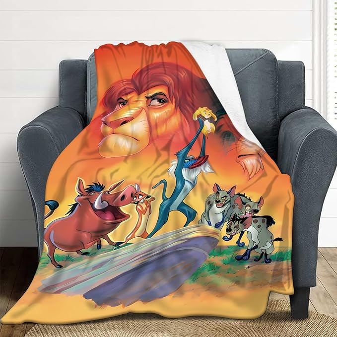 40''x60'' Lion Blanket Super Soft Flannel Throw Blanket Warm Comfortable Smooth Fuzzy Plush Blanket Gifts for Kids Adults All Season