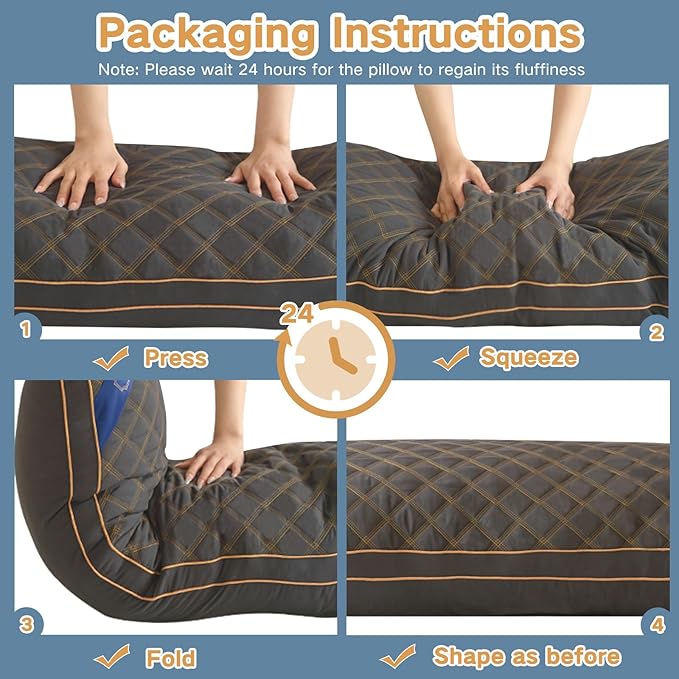 Long Body Pillow for Adults - Firm Body Pillow Insert with Shredded Blue Memory Foam, Adjustable Height, Soft Support for Side Sleeping, Pregnant Women, Washable (20x54 Inch, Grey)