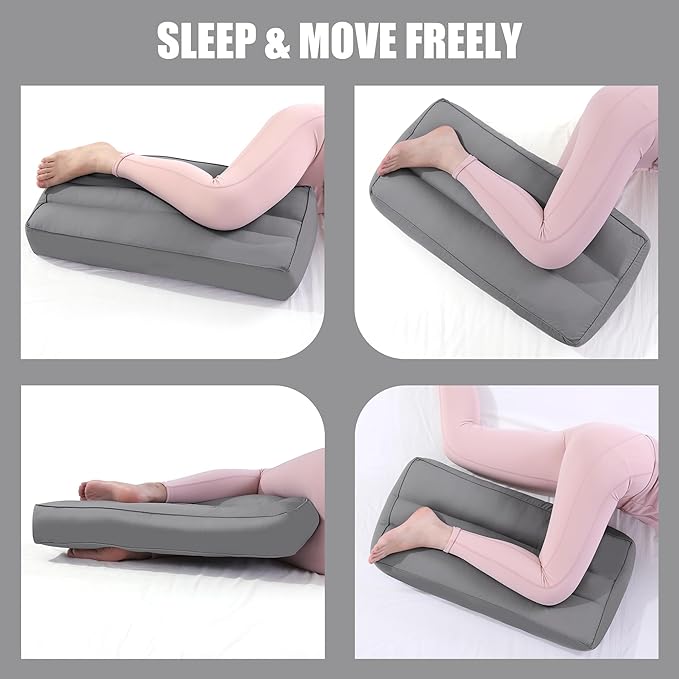 HOMBYS Knee Pillow for Side Sleepers,Down Alternative Between Leg Pillow for Sleeping,Under Knee Pillow for Sleeping on Back,Spine Alignment, Lower Back Pain Relief,Pregnancy Support,Dark Grey 3 inch