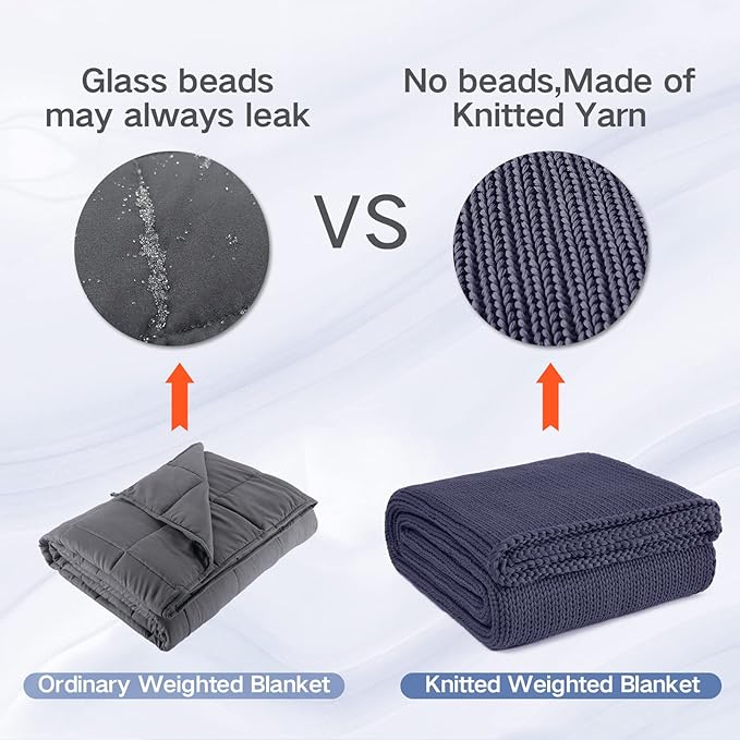 Knitted Weighted Blanket(Dark Grey 50"x60" 10lbs),Home Décor Cooling Throw Blanket for Hot Sleepers,Hand Made Chunky Knit Heavy Blanket or Adults Use on Twin Size Bed