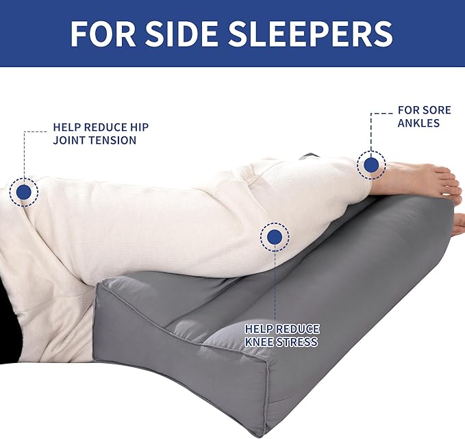 HOMBYS Knee Pillow for Side Sleepers with Groove, Down Alternative Between Leg Pillow for Sleeping,Under Knee Pillow for Sleeping on Back,Spine Alignment, Lower Back Pain Relief, Machine Washable
