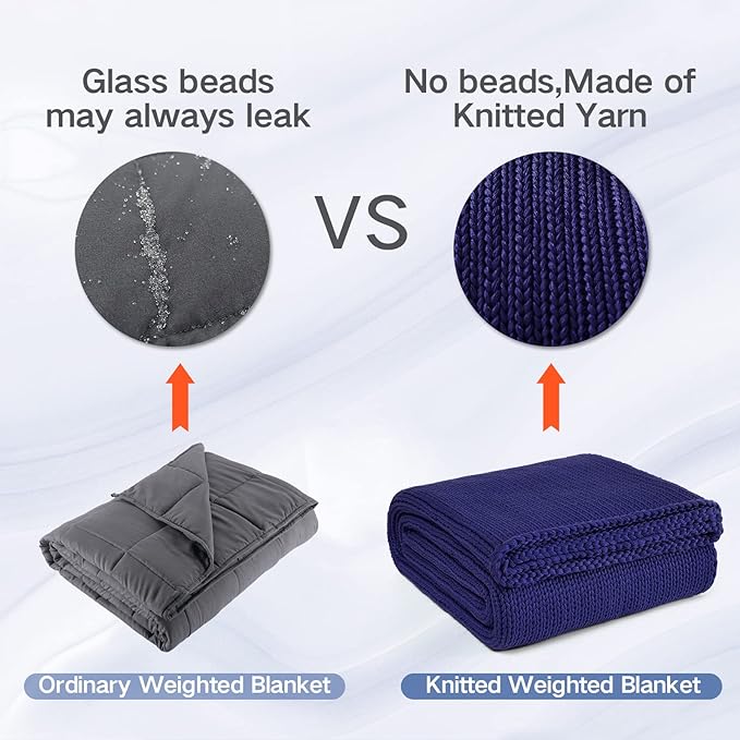 Knitted Weighted Blanket(Orange 50"x60" 10lbs),Home Décor Cooling Throw Blanket for Hot Sleepers,Hand Made Chunky Knit Heavy Blanket or Adults Use on Twin Size Bed