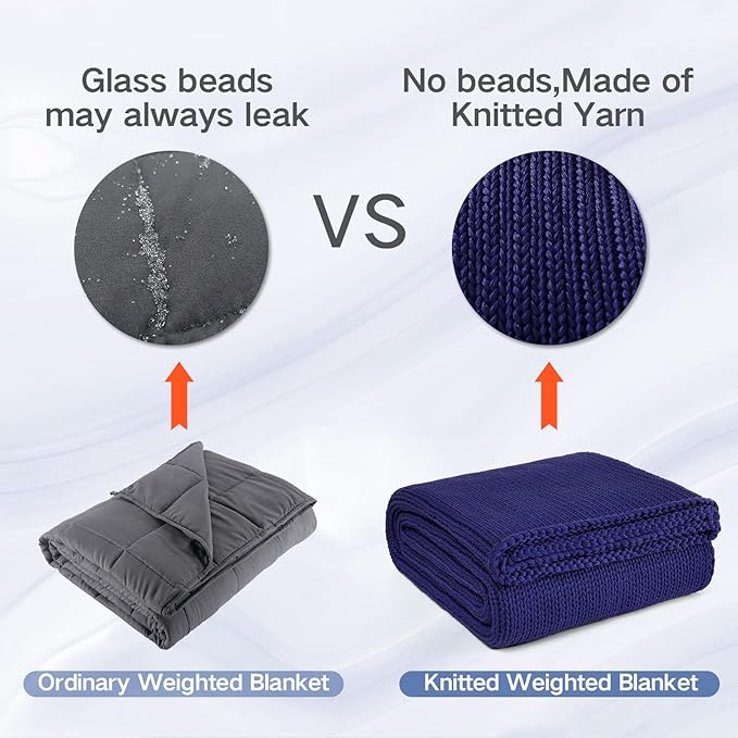 Knitted Weighted Blanket(Orange 50"x75" 15lbs),Home Décor Cooling Throw Blanket for Hot Sleepers,Hand Made Chunky Knit Heavy Blanket for Adults Use on Full Size Bed