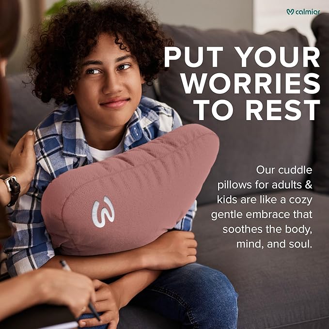 Calmier - 6 lb Sensory Weighted Pillow - Glass Bead Filled Hug Pillow - Ultra Plush Cozy Weighted Pillows for Adults and Kids - Child Sensory Pillow - Weighted Lap Pad (Pink - Fleece, 6 LBS)