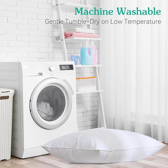 Three Geese White Goose Feather Bed Pillows Queen Size Set of 1- Soft 600 Thread Count 100% Cotton, Medium Firm,Soft Support Surround Fill Polyester (Queen Size:Pack of 1)