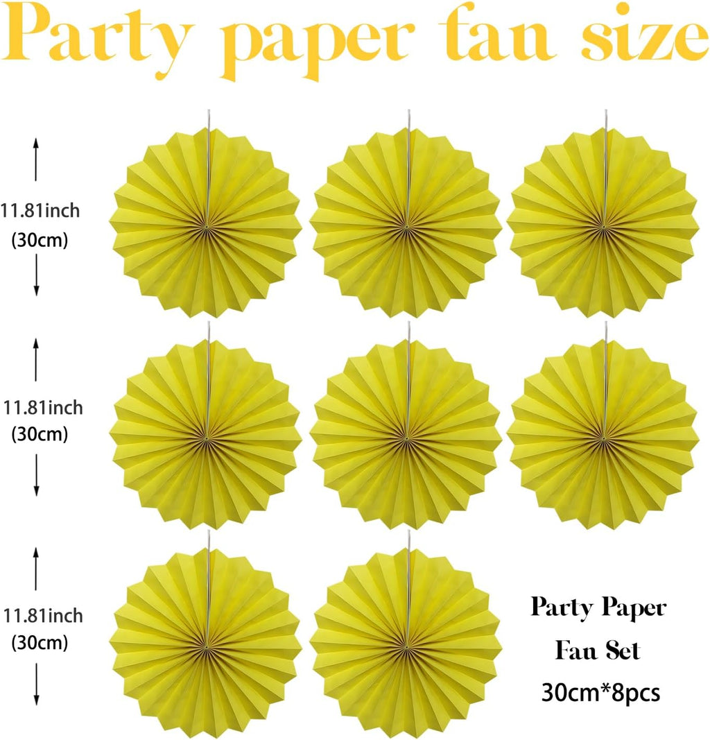 Yellow Party Decorations,Paper Decorations for Party,Lemon Decorations Party Paper Fans Bulk 12in,Anniversary Decorations for Part 30 Color DIY Set （Lemon Yellow）