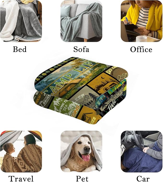 Camping Gifts, Camping Blanket, Camping Gifts for Women, Camping Lovers Gift, Camping Stuff, Camping Essentials for Women, Camping Decor for Camper, Outdoors, RV Travel 40X50 in