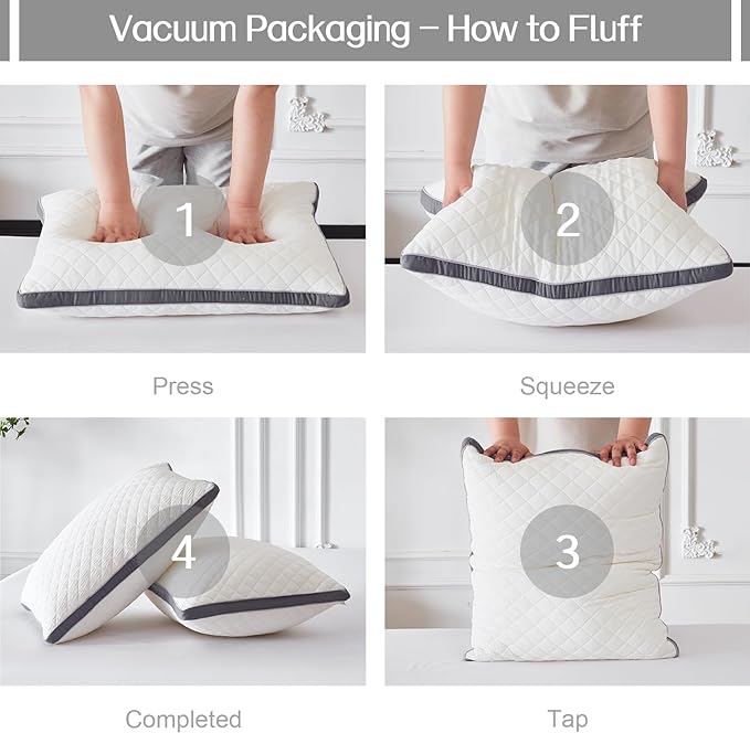 Soft Pillows King Size Set of 2,Bed Pillows with Gusseted Edge,Fluffy Microfiber King Pillows 2 Pack for Back, Stomach or Side Sleepers