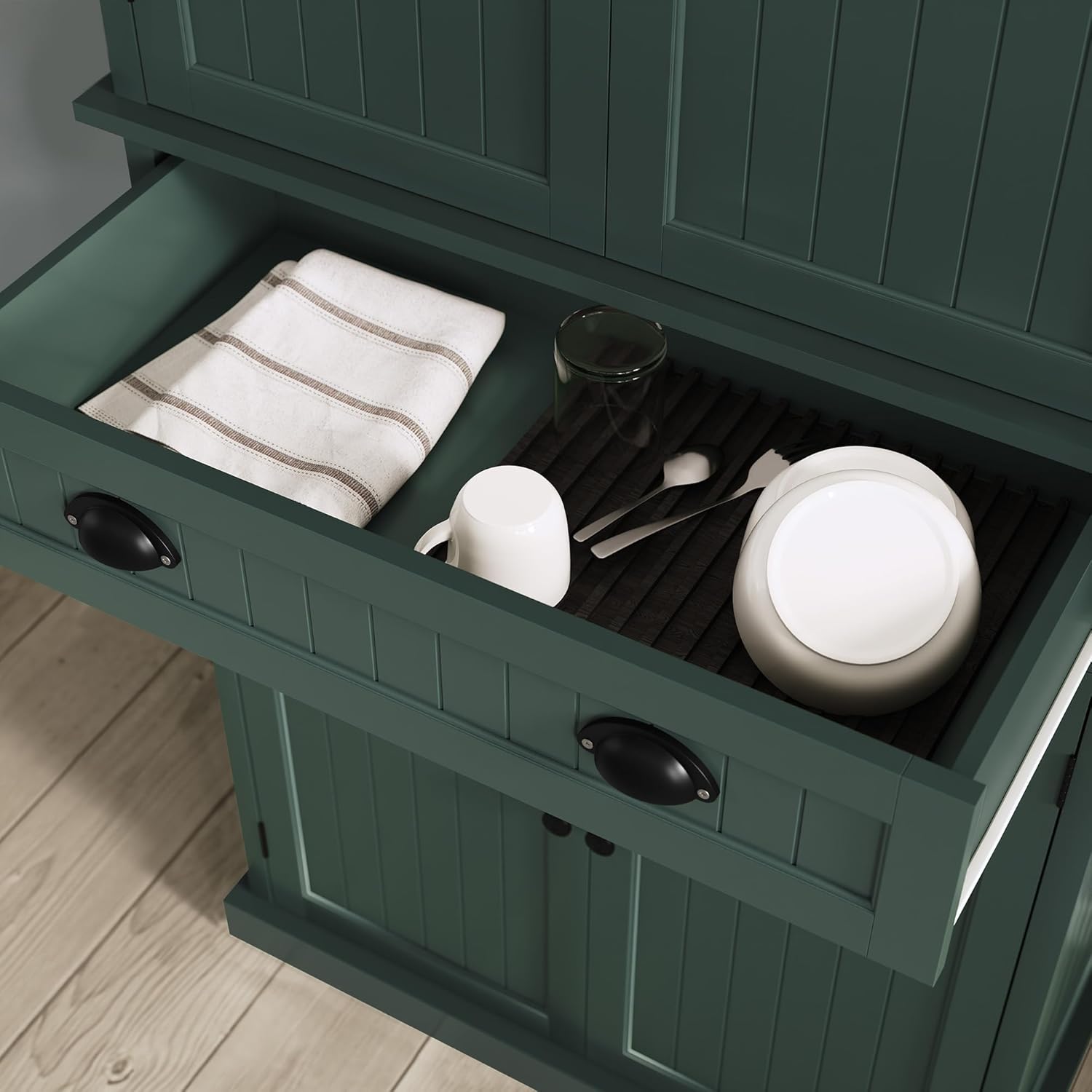 ARTPOWER 72" Tall Kitchen Pantry Storage Cabinet with Drawer and Adjustable Shelves, Pantry Cabinet for Kitchen, Bathroom or Hallway, Green