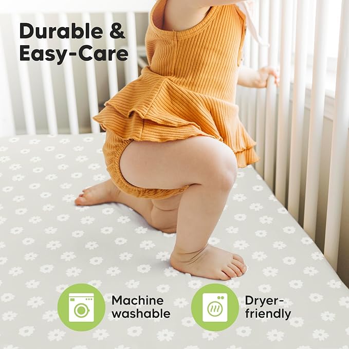 2-Pack Crib Sheets for Boys,Girls - Viscose Derived from Bamboo Fitted Crib Sheet, Organic Baby Crib Sheets, Crib Mattress Sheet,Toddler Bed Sheets,Baby Sheets for Crib Fitted Sheets(Meadow)