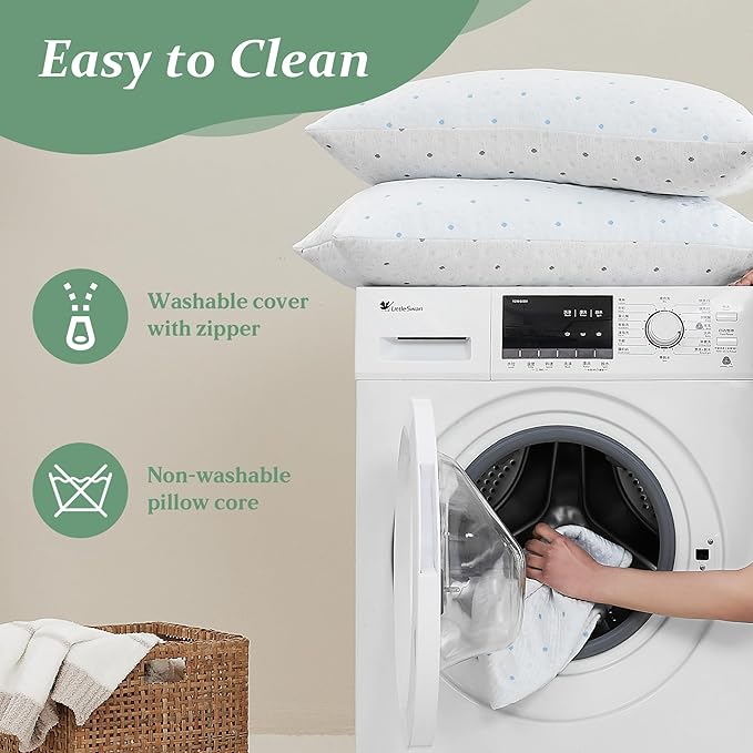 Queen Pillows Set of 1 with Cooling & Soft Cover Shredded Memory Foam Pillows Adjustable Loft & Firmness Bed Pillow for Sleeping for Side Back Stomach Sleeper Cooling Pillow Hypoallergenic