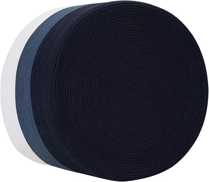 24" x 24" x 17" Max Size Large Cotton Rope Basket, Extra Large Storage Basket, Woven Laundry Hamper, Cloth Storage Bin, for Blankets Clothes Towels Pillows in Living Room, Dark Blue/Deep Blue