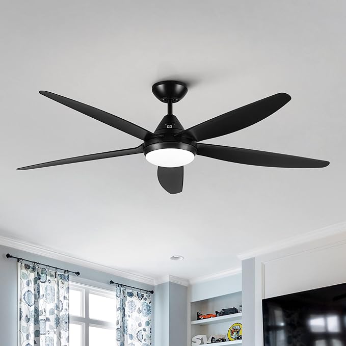 NicBex Ceiling Fan 56 Inch Modern Ceiling Fans with Integrated LED Light and Remote Control Double Finish Ceiling Fan with 5 ABS Blades for Living Room, Bedroom, Black