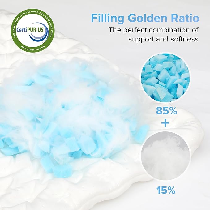 Side Sleeper Pillows for Neck and Shoulder Pain Relief, Cooling Shredded Memory Foam Bed Pillows for Sleeping, Adjustable Curved Pillow with Washable Cover Bamboo Rayon Pillow, King Size