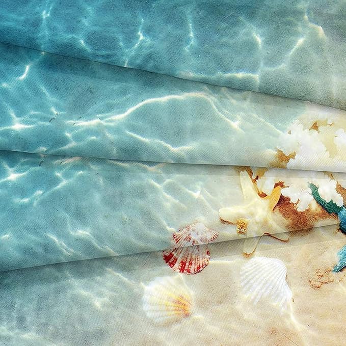 Bedbay California King Comforter Set Beach Themed Bedding California King Beach Comforter Set Coastal Beach Starfish Pattern Oversized 4 Pieces Beach Quilt Comforter Set(104" Wx96 L)