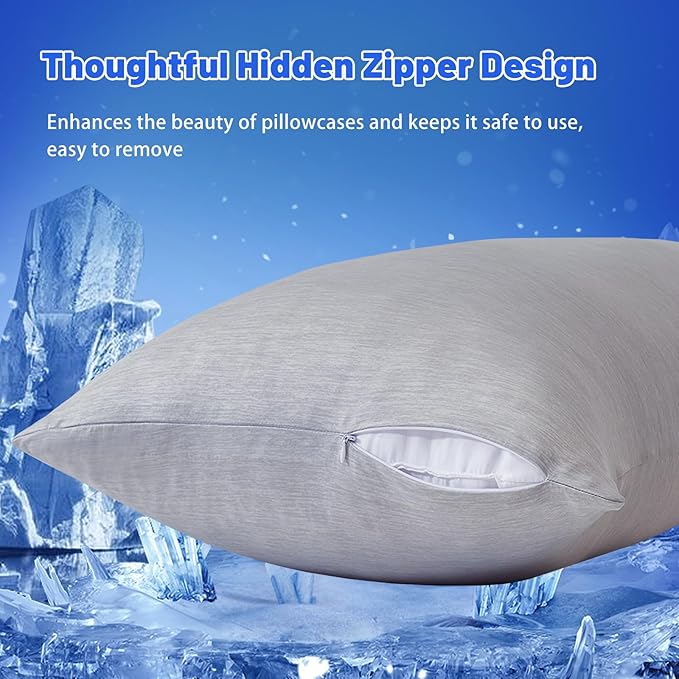 Cooling Body Pillow Case for Hot Sleepers - Body Pillow Cover Cooling Double Side Arc-Chill Q-Max>0.5 Cooling Fiber - Breathable Cooling Body Pillow Cover with Zipper (Dark Grey, 20" x 54")