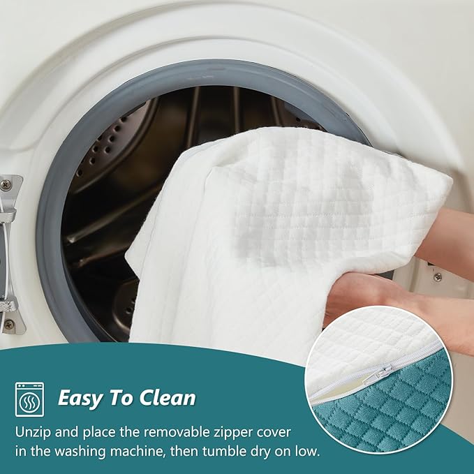 3 PCS Upgraded Bed Wedge Pillow for Sleeping - 35D Post Surgery Pillow for Back Leg Pain Relief - 16.5" Wide Wedge Pillows for After Surgery for Acid Reflux & GERD & Snoring(White Blue)