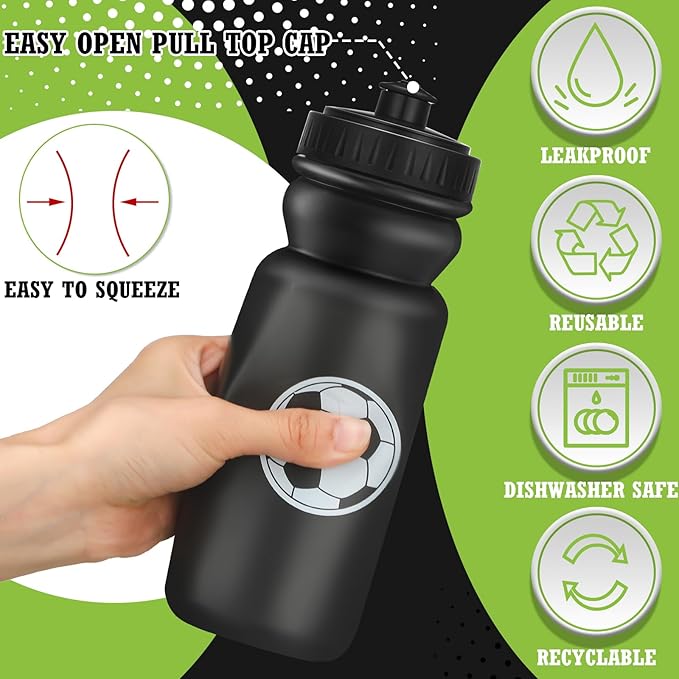 20 Pack Water Bottles Bulk 20 oz Reusable Squeeze Water Bottles Plastic Sports Bottle with Pull Top Cap Gifts Tumbler for Sports Travel Gym Party Supplies Friends Men Girls