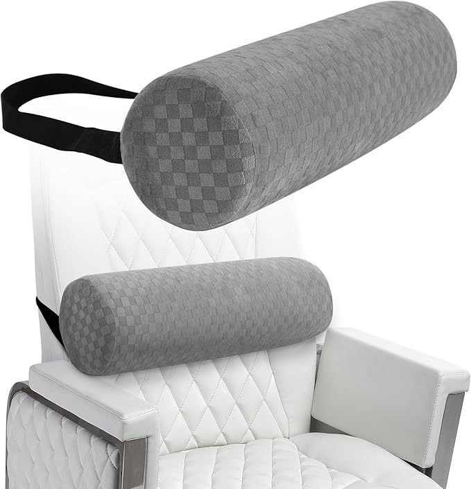 Lumbar Roll Pillow for Lower Back, Lumbar Support Foam Roll Cushion with Pillowcase and Upgraded Strap for Office, Chair, Car, Seat Pain Relief & Improving Posture (Light Grey, Long-15*4.3'')