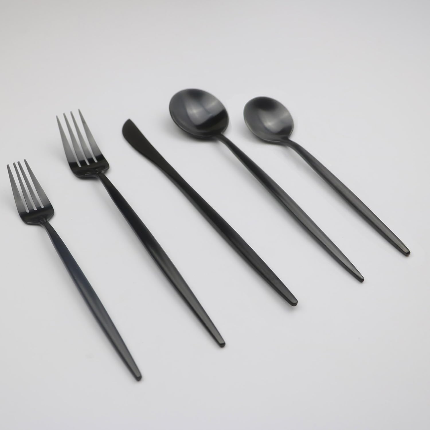 20-Pieces Luxury Black 18/10 Stainless Steel Flatware Set, Matte Finsh, Service for 4