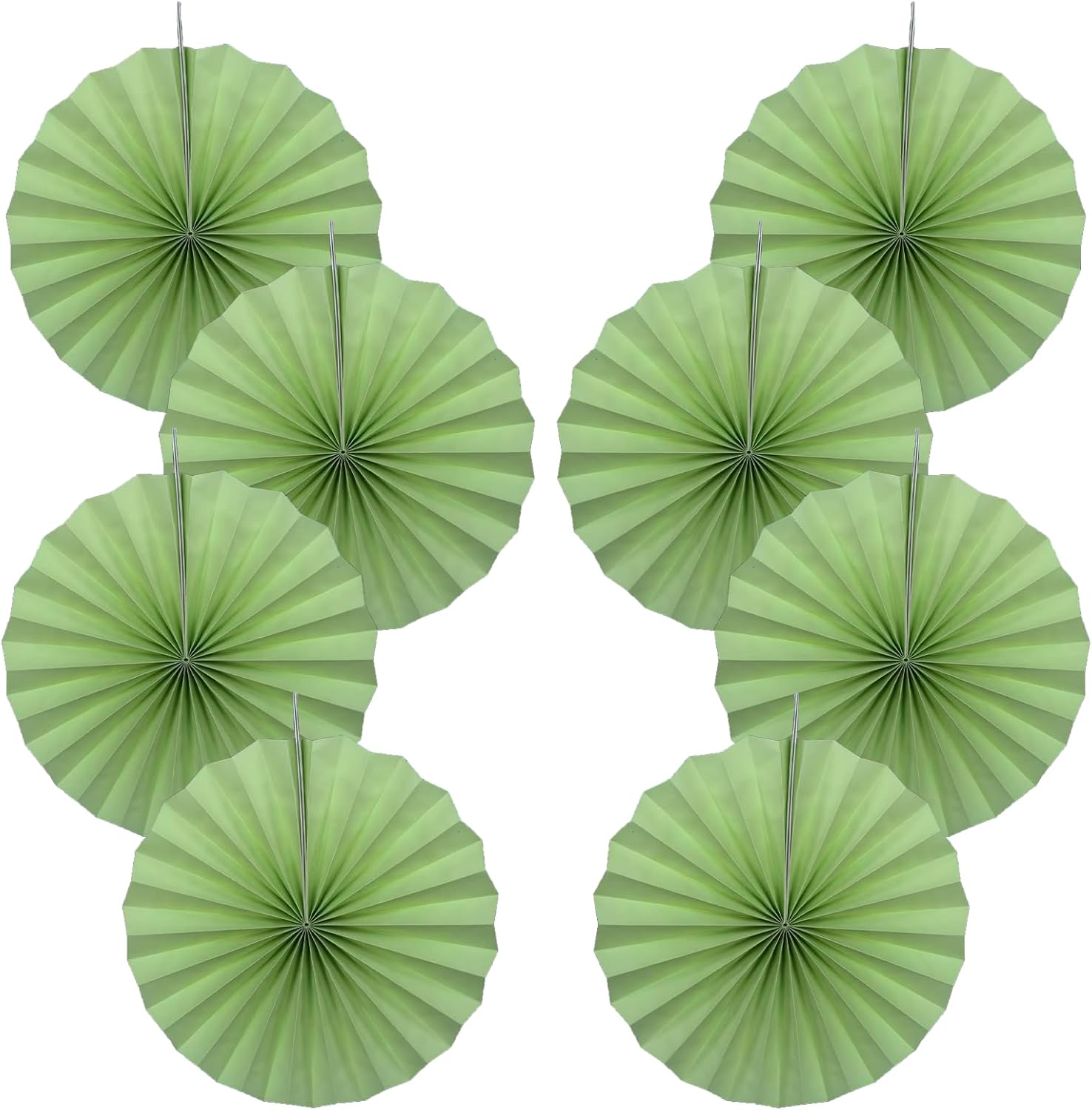 Green Hanging Paper Fans,12in,30 Color,DIY Set,Light Green,Military Theme,Birthday Occasion