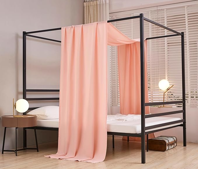 Akiky Montessori Floor Bed Canopy Curtains Linen Canopy for Kids House Bed Canopy Scarf for Toddler Adult Bed Frame Canopy Panel Nursery Room Decor (Full/Queen,Pink)
