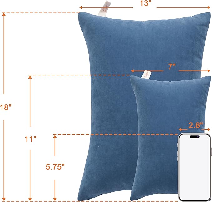 NTBAY Tiny Pillows, Down Alternative 7"x11" Microfiber Mini Pillows for Travel, Pets, Soft Machine Washable Small Pillows for Neck, Wrist, Lumbar and Knee, Denim Blue